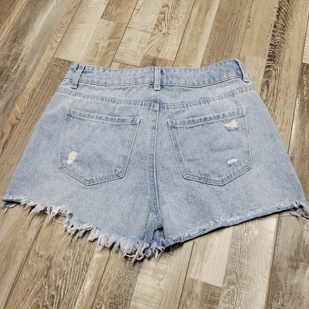 7/27 Banjara Distressed Ripped Cutoff Stretch Denim Rhinestone Shorts - Picture 2 of 7
